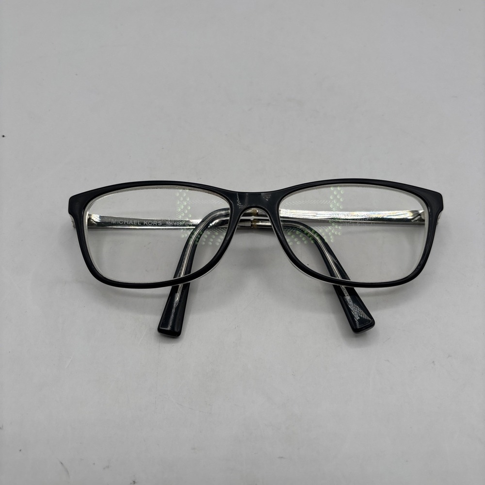 Michael Kors Black Clear Wayfarer Frames- Silver Temples MK4017 Nevis 55 16 135